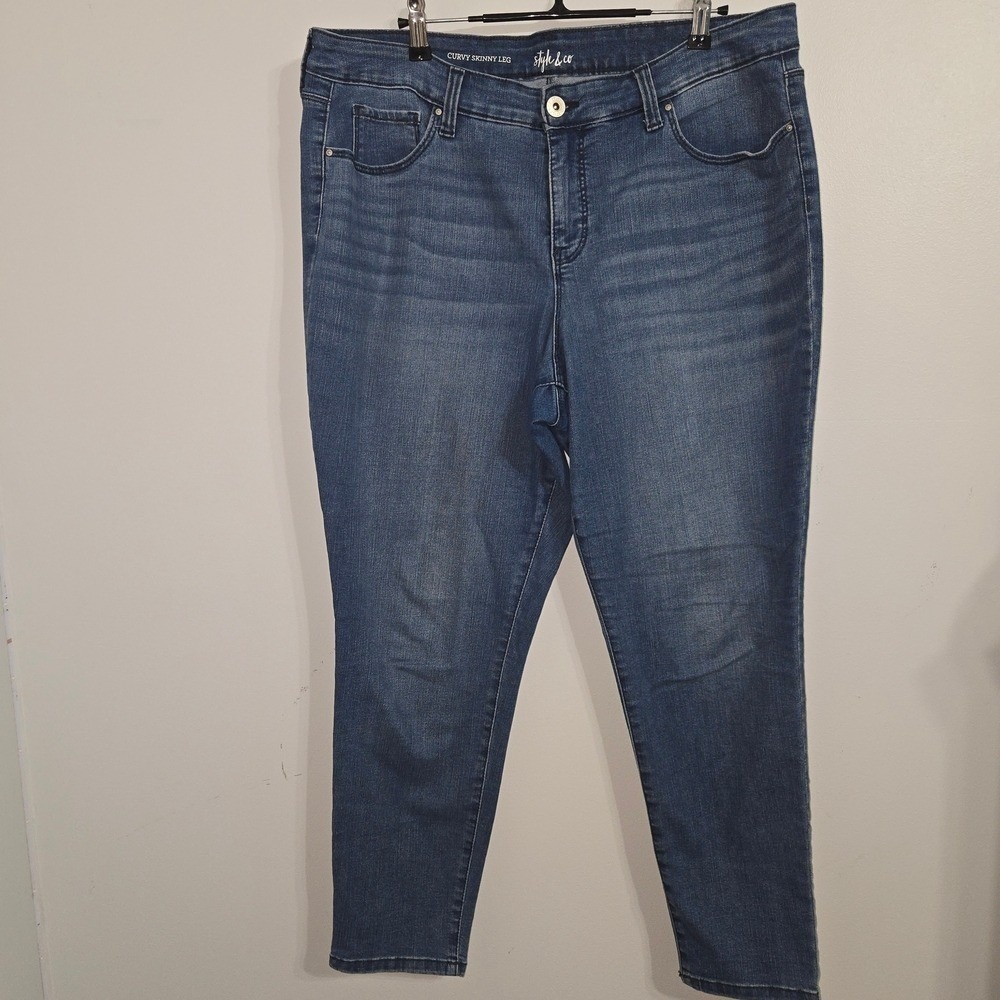 Style & Co Size 16P Stylish Curvy Skinny Leg Blue Women's Jeans